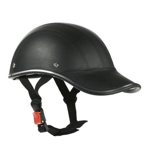 Source Unknown Accessories - Leather riding Helmet half face baseball cap style with sun visor